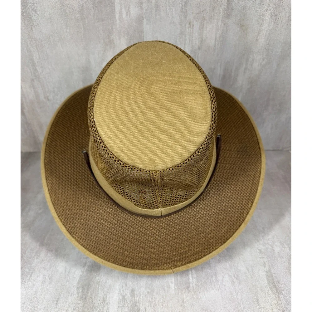 Henschel Hat Co Breezer Mesh Safari Sun Hat Tan Cotton Mens XL Adjustable Cord